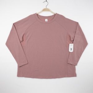 Xersion Women's Crew Neck Long Sleeve T-Shirt Dark Rose Pink Size 0X‎